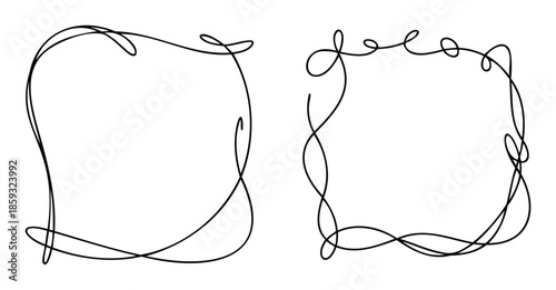 Decorative continuous line frames featuring a flowing and abstract design ideal for enhancing invitations presentations social media posts and various graphic layouts