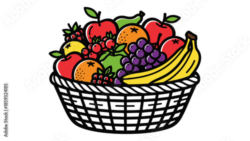 Colorful Fruit Basket with Various Fruits.