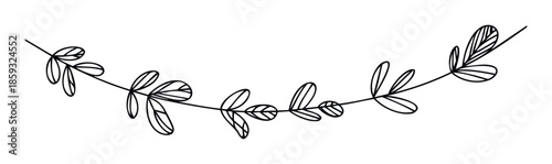 Elegant hand drawn botanical branch with delicate leaves providing a charming natural accent for wedding invitations rustic decor and organic product packaging