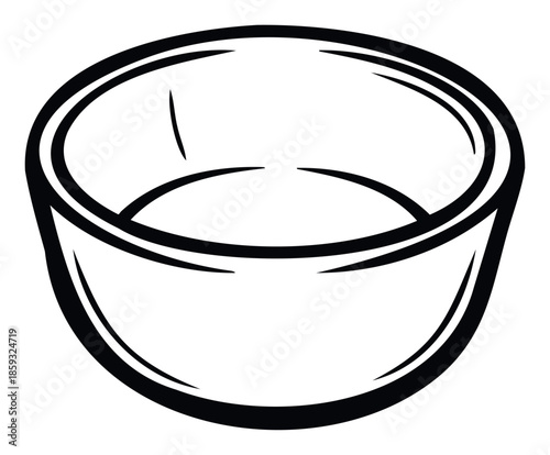 Empty kitchen bowl graphic useful for various culinary and food preparation themed content including recipes, cooking blogs, and domestic kitchenware illustrations