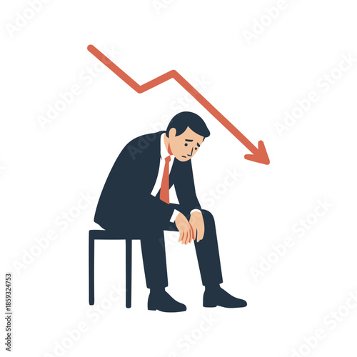 Man Sitting on Chair Looking Down.