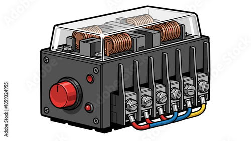 Industrial Electrical Control Box with Red Switch.