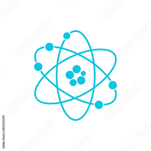 Atom Symbol Icon Representing Science and Research with Electrons Orbiting the Nucleus
