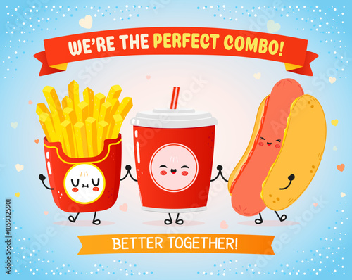 French fries soda hot dog sharing perfect combo friendship