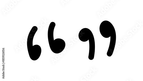 quotation mark symbol, black isolated silhouette