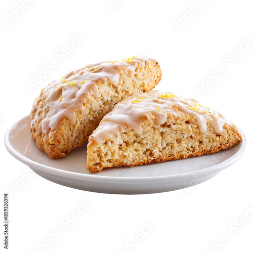 Iced lemon scone cut open showing crumbly texture