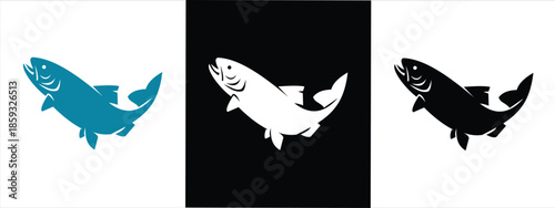trout fish silhouette set