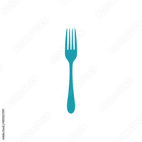 A clean and simple illustration of a teal fork on a white background, perfect for culinary and dining themes