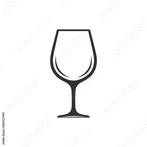 A simple minimalist line art illustration of an empty wine glass on a white background, perfect for beverage and hospitality related designs