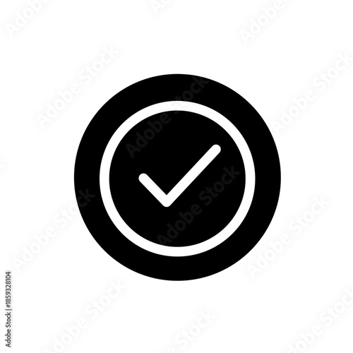 Approved Checklist Solid Icon Flat Vector Transparent Background