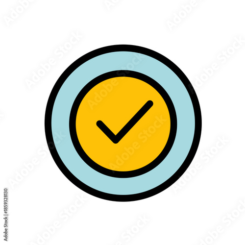 Approved Checklist Color Icon Flat Vector Transparent Background