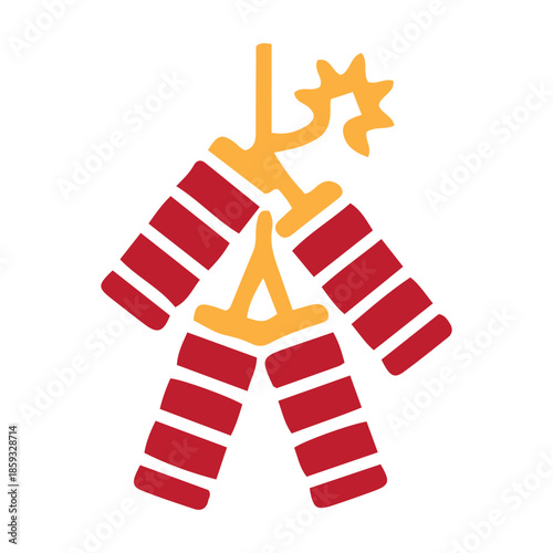 Dynamic illustration of traditional red firecrackers ready to ignite a festive atmosphere, celebrating the vibrant energy and joyful spirit of the lunar new year