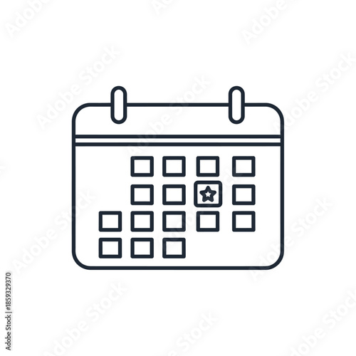 Calendar Icon with Star Mark - Planning, Events, Schedule, Reminder, Business, Time
