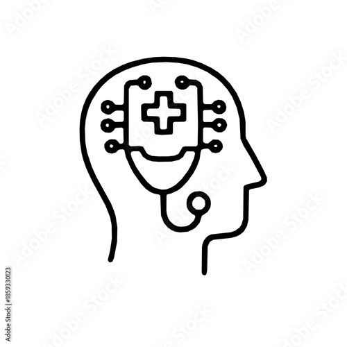 AI symptom checker diagnostic analysis rounded accessibility icon (vector)