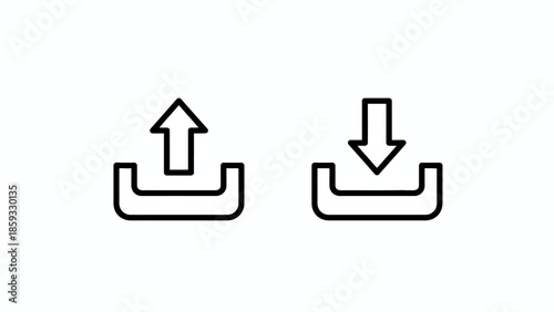 Download and Upload Icons Set Representing Data Transfer and File Management Functions