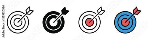 Target and arrow icons set simple design for aim and success achievement on white background vector illustration