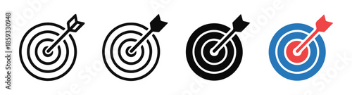 Target and arrow icons set simple design for aim and success achievement on white background vector illustration