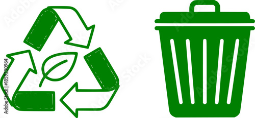 Recycle & Trash can icons set. Trash bin symbol. Recycle symbol. Vector illustration