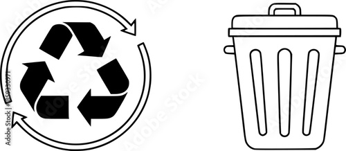 Recycle & Trash can icons set. Trash bin symbol. Recycle symbol. Vector illustration