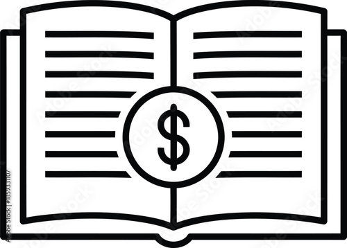 An open book with a prominent dollar sign symbolizing financial education and the cost of knowledge