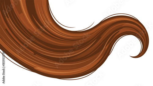 Dynamic and flowing wave of rich brown hair, illustrating movement, volume, and healthy hair texture.