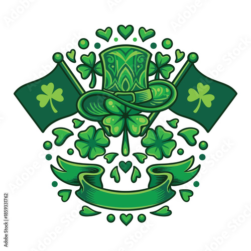 Celebrating st. patrick's day with green hat and shamrocks