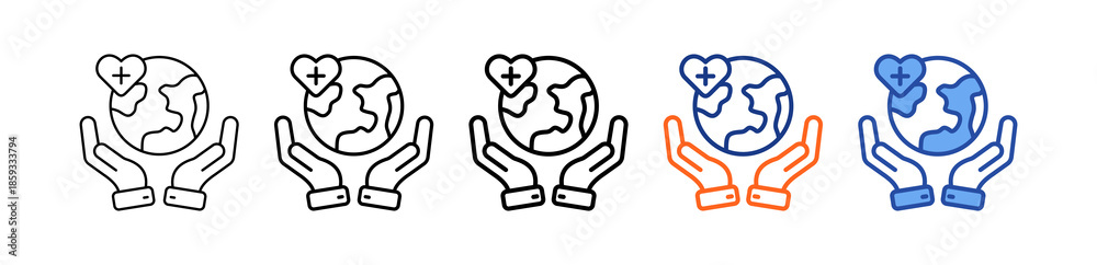 Fototapeta premium Global Health Different Set Vector Icon