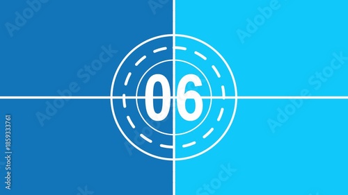 10 seconds vintage film countdown on faded grey background. Movie-style countdown, Counting from 10 seconds to 0 seconds. Old film movie timer count in grey retro style.