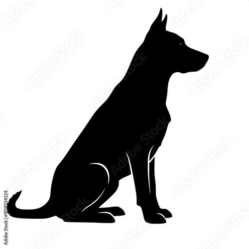 Contemporary animal silhouette art featuring a Labrador-like dog, balanced composition, flat lighting.”