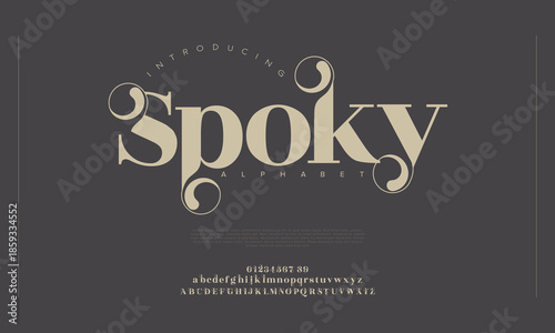 Classy elegant font, vintage type or luxury premium typeface, vector English royal alphabet. Classic typography in modern or old art deco style, serif letters for modern or retro poster font