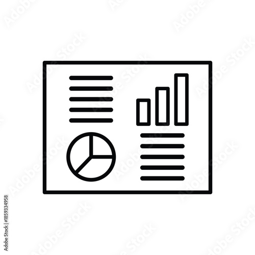 Data dashboard line icon for analytics, business intelligence, and performance metrics. Minimal outline vector design for dashboards, reports, apps, UI, websites, and digital projects.
