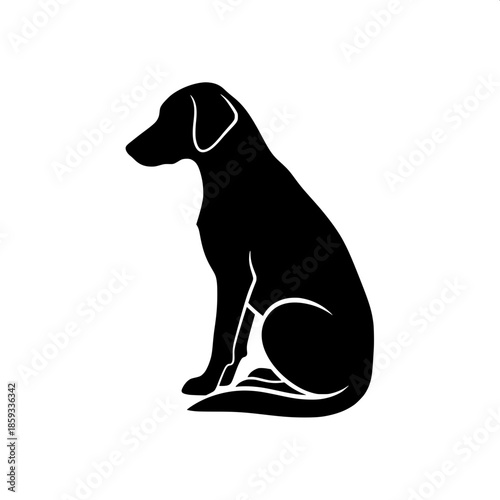 “Flat design dog silhouette, centered and symmetrical, subtle grounding shadow, modern simplicity.”