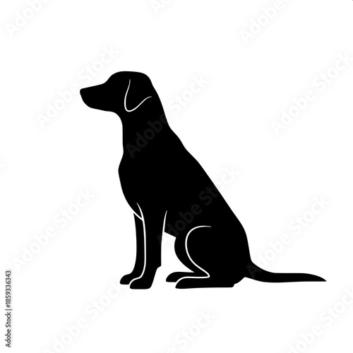 “Flat design dog silhouette, centered and symmetrical, subtle grounding shadow, modern simplicity.”