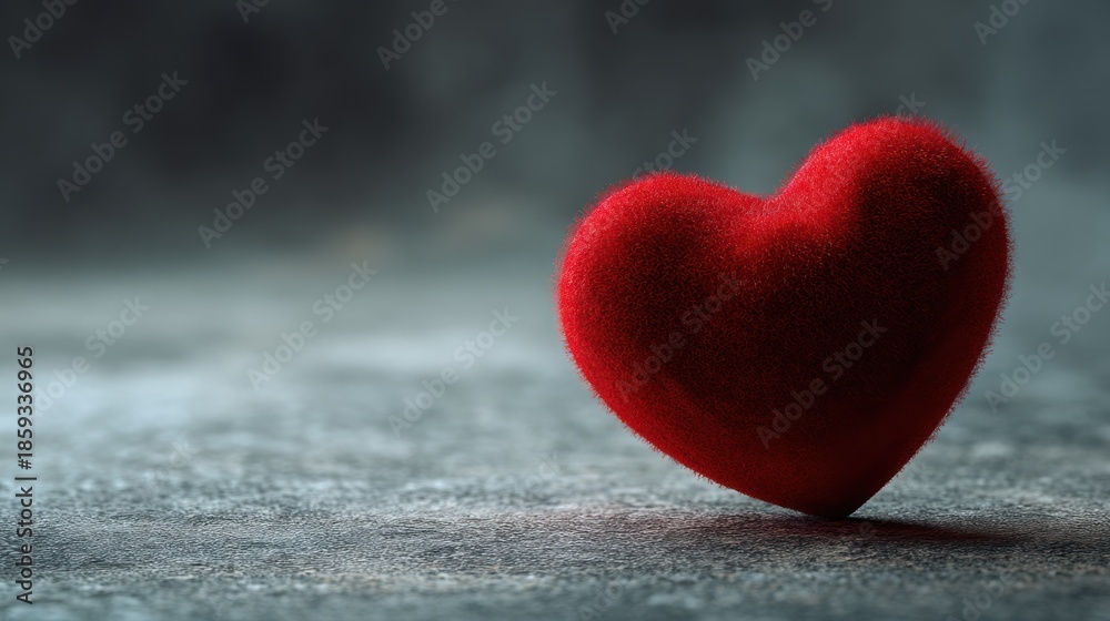 Fototapeta premium Red heart on dark surface