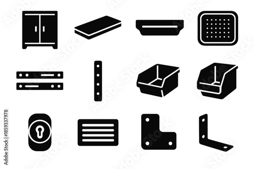 Bracket vector icons small storage icon body cabinet workshop board plate sliding