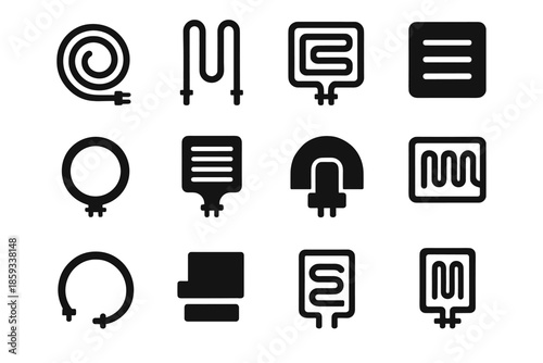 Icon notch rod vector ring elements vent tile shell icons plate heating