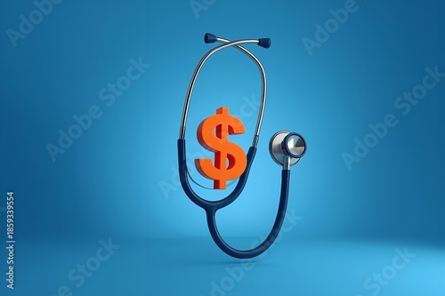 Wallpaper Mural A stethoscope with a dollar sign in the center on a blue background Torontodigital.ca