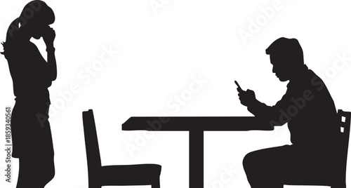 Adobe Illustrator ArtworkCouple Conflict Silhouette | Relationship Problem Concept Illustration