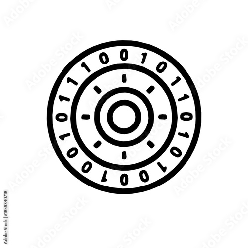 Data encryption cryptography privacy cybersecurity outline icon (vector)