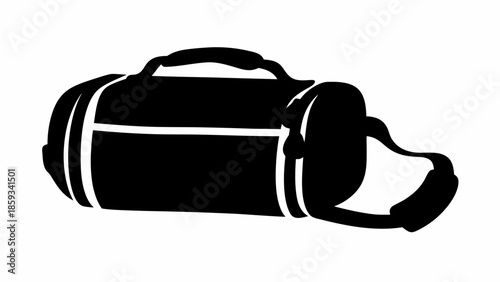 Stylish black gym bag with white accents and shoulder strap