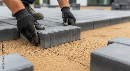 Luxury paving blocks on a clean sand base in a high-end residential project