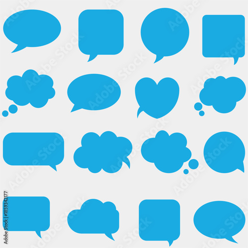 Blank empty blue speech bubbles