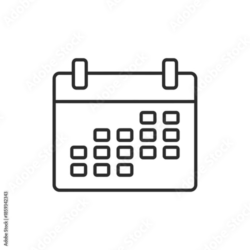 Simple calendar icon with black outline on white background, representing planning and scheduling.