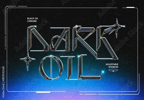 Black Oil Chrome Text Effect Mockup
