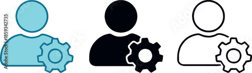 Teamwork with Gears Icons