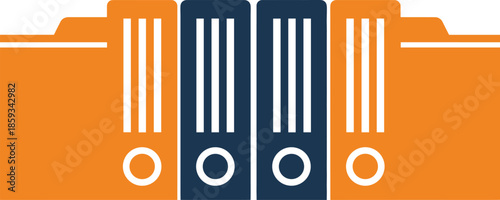 Office document folders and binders storage illustration representing organization filing system archive and business data management