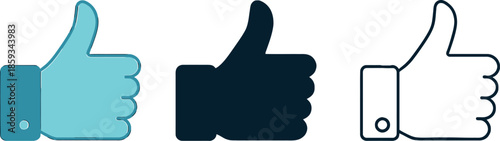 Three Thumbs Up Icons Set