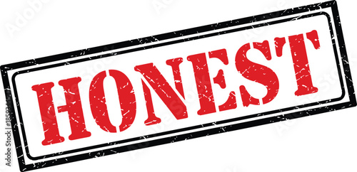 A bold red stamp displaying the word honest within a black rectangular frame is prominently featured