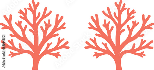 Coral reef branch shapes illustration set in minimal flat style representing marine life ocean ecosystem and underwater nature design