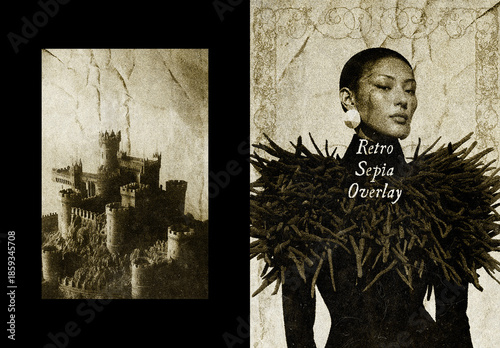 Retro Sepia Overlay Poster Photo Effect Mockup